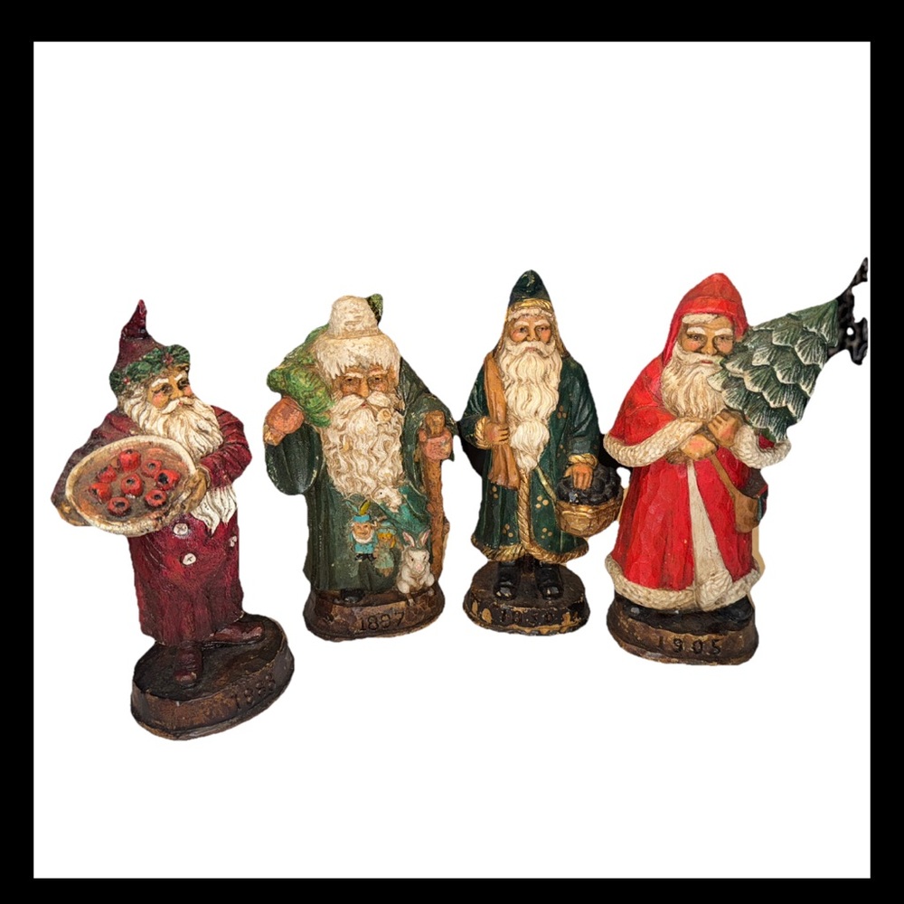Vintage Wood Santa Claus Figurine Collection 1986